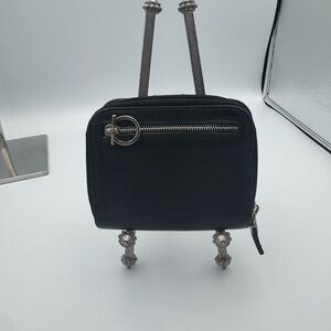 Salvatore Ferragamo Black Zip Wallet with Silver Hardware